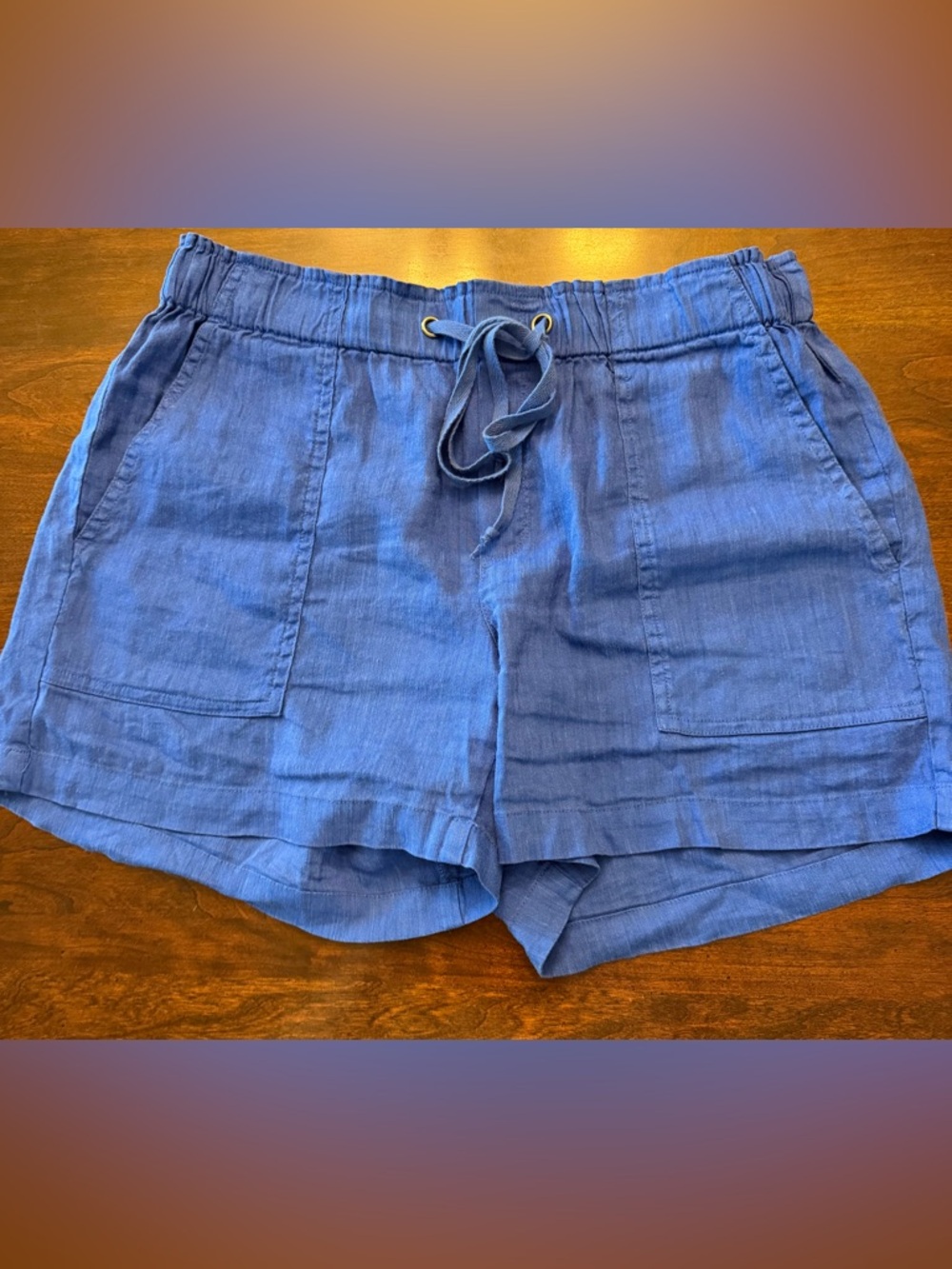 Kut from the Kloth Royal Blue Drawstring Linen-Blend High Waist Shorts